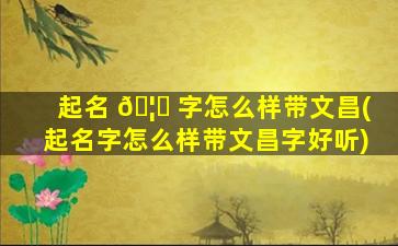 起名 🦄 字怎么样带文昌(起名字怎么样带文昌字好听)